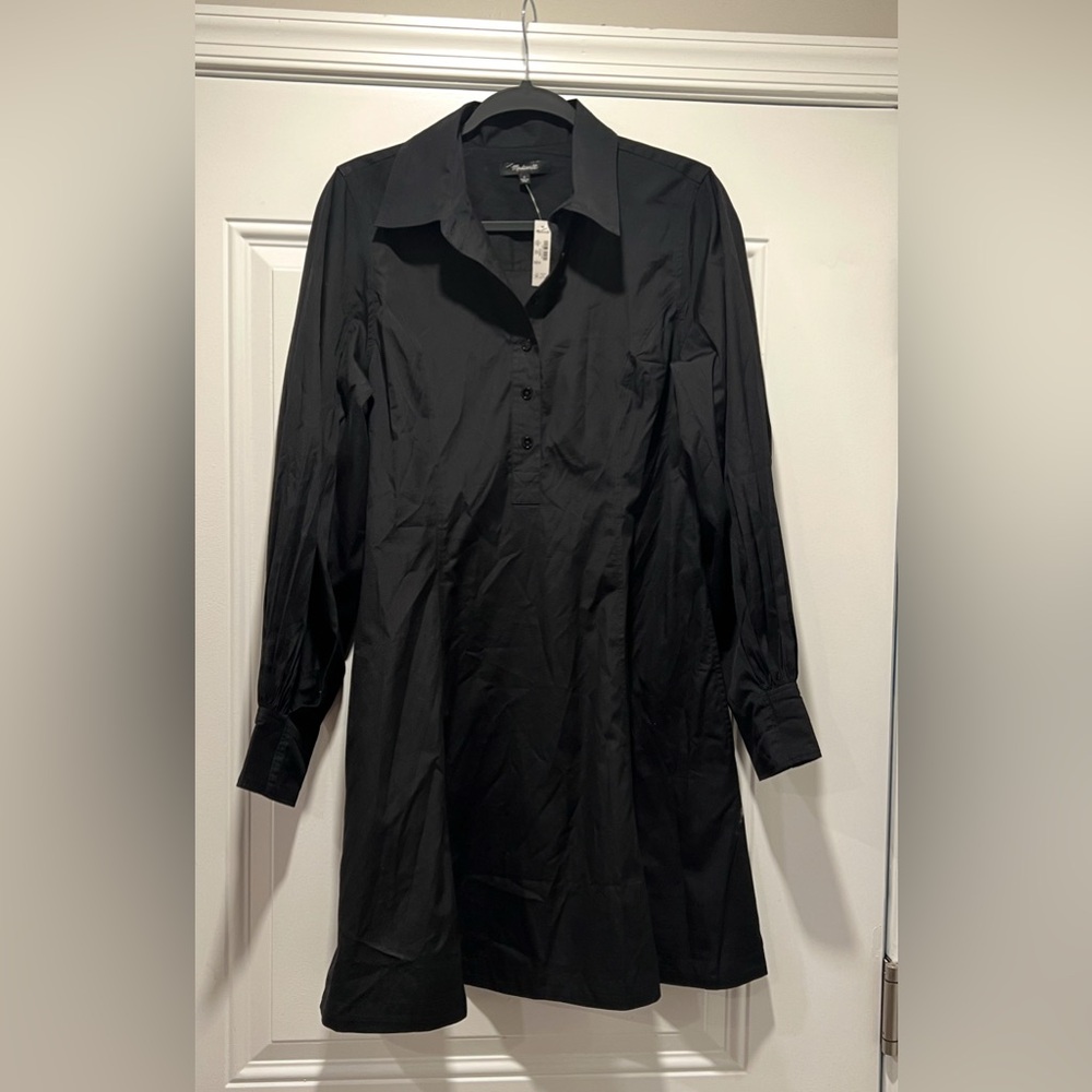 Madewell size 6 Seamed Long-Sleeve Mini Shirtdress in Poplin sz 6 - NV025 - Picture 5 of 9